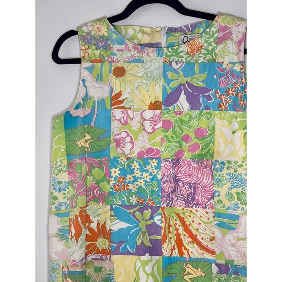 Vintage 1990s Lilly Pulitzer White Label Patchwork Dress Floral Print 8P AS IS - Picture 3 of 16